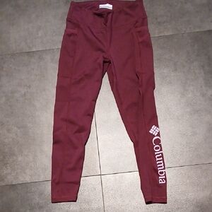 Columbia Kids' Maroon Leggings Size 7/8 Little Girls In good shspe.